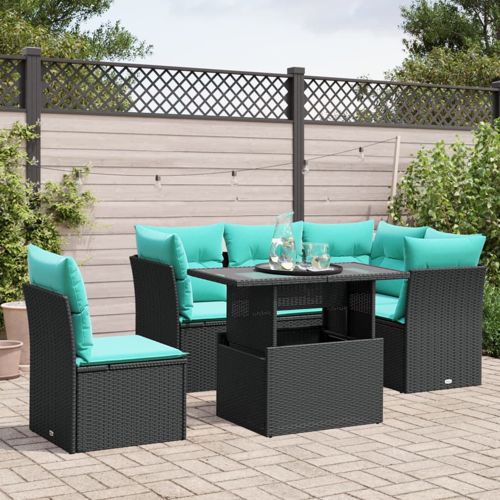 6-Teiliges Gartensofa-Set Mit Kissen, Es Polyrattan