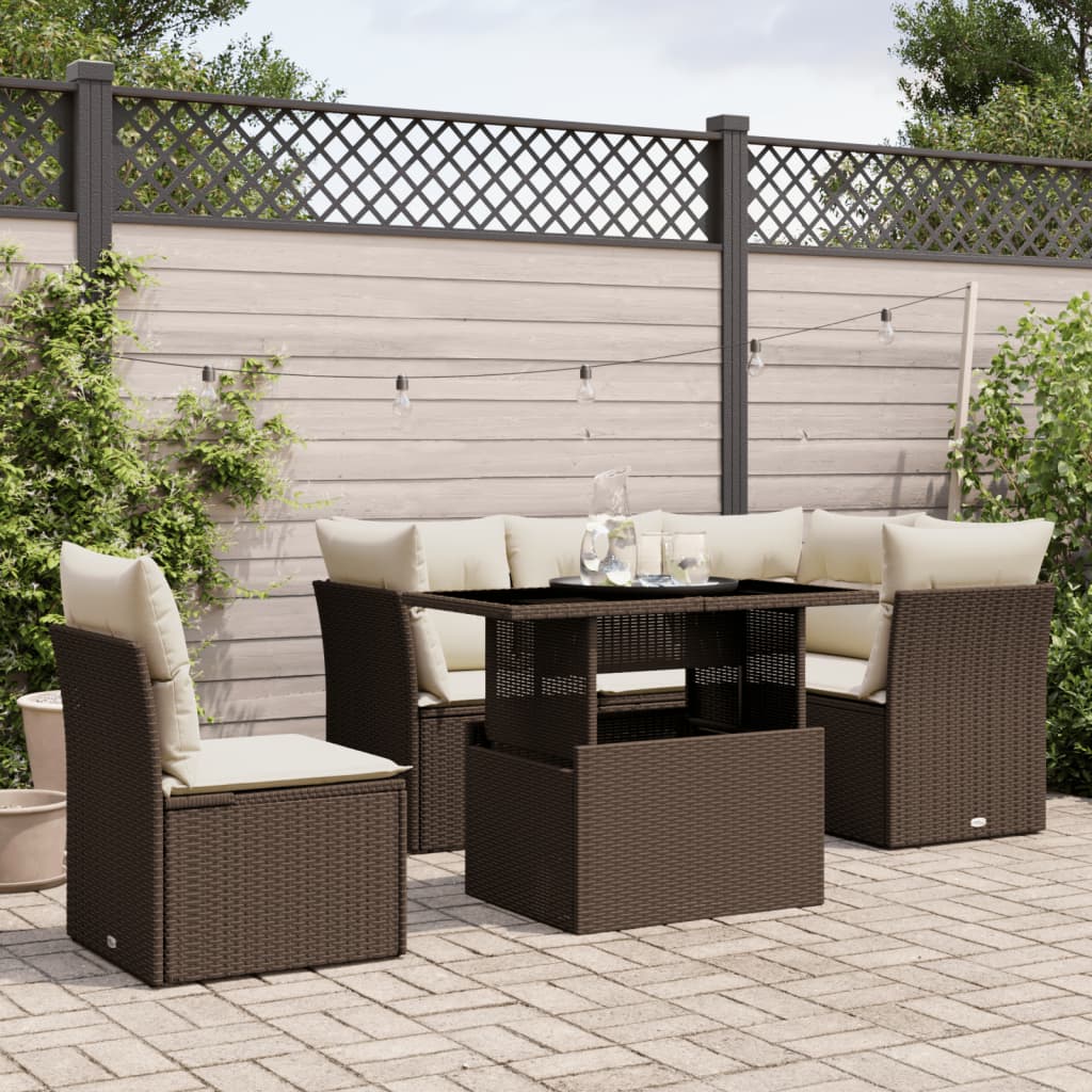 6-Tlg. Garten-Sofagarnitur Mit Kissen Poly Rattan