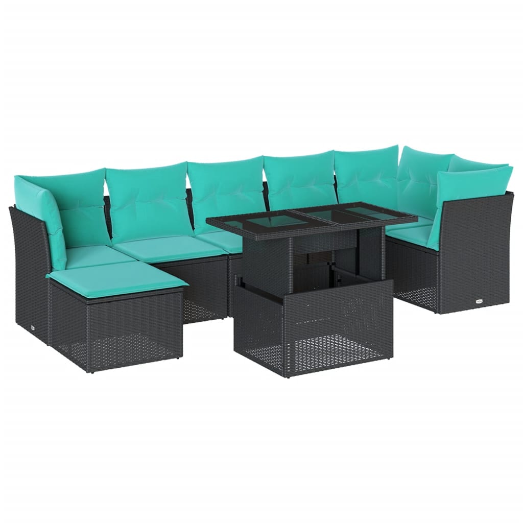 8-Teiliges Gartensofa-Set Mit Kissen, Es Polyrattan