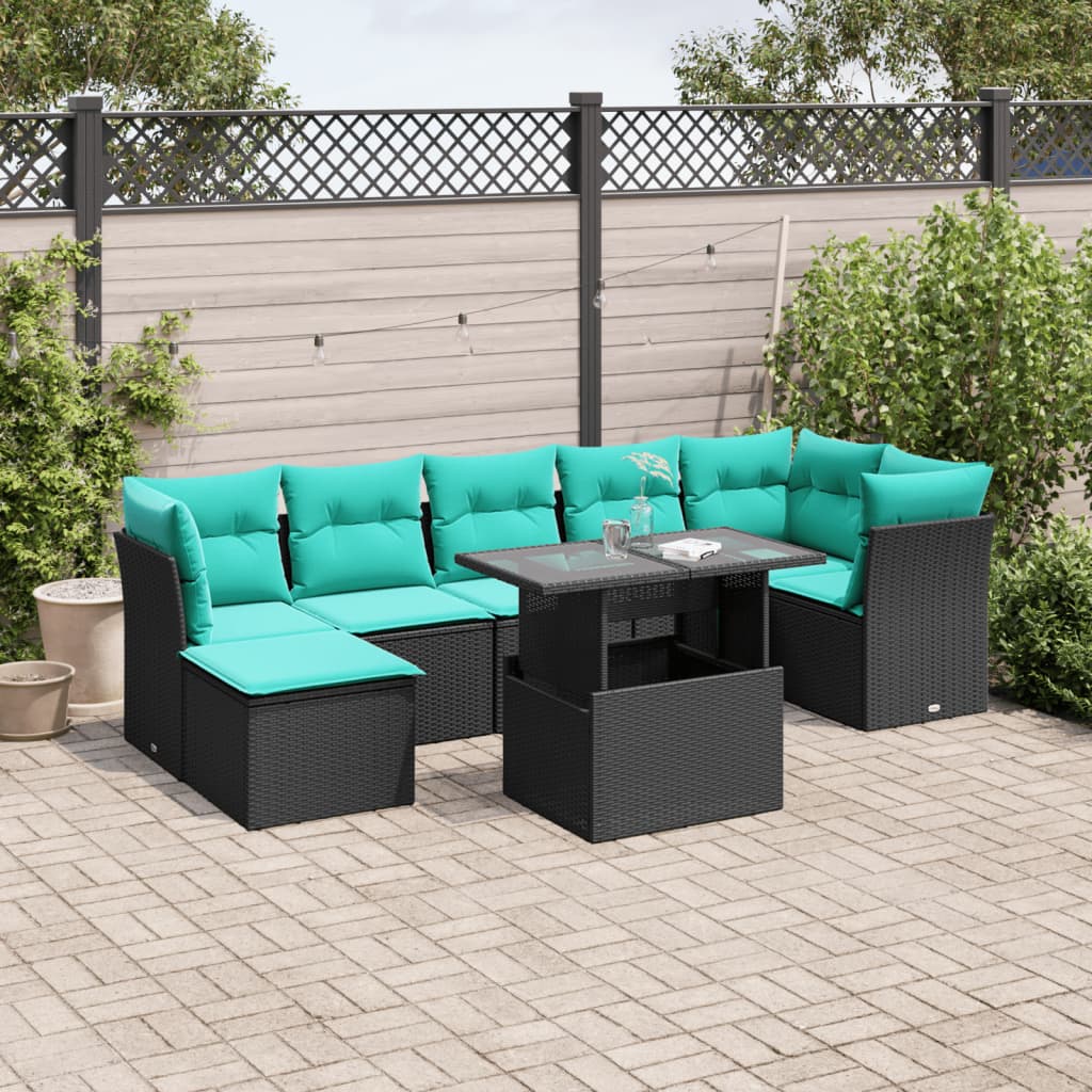8-Teiliges Gartensofa-Set Mit Kissen, Es Polyrattan
