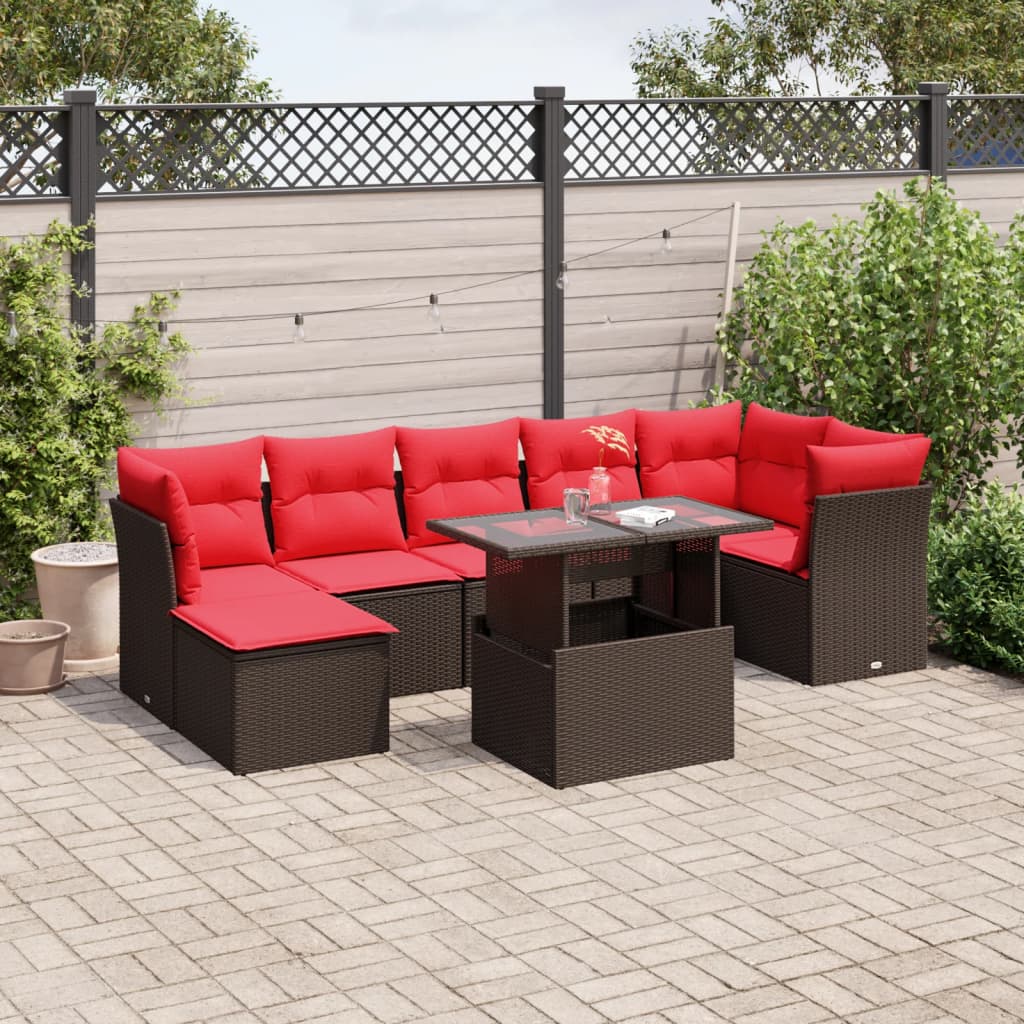 8-Teiliges Gartensofa-Set Mit Kissen, Es Polyrattan