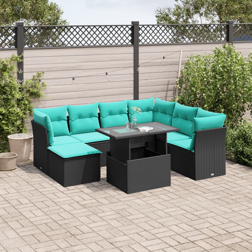 8-Teiliges Gartensofa-Set Mit Kissen, Es Polyrattan