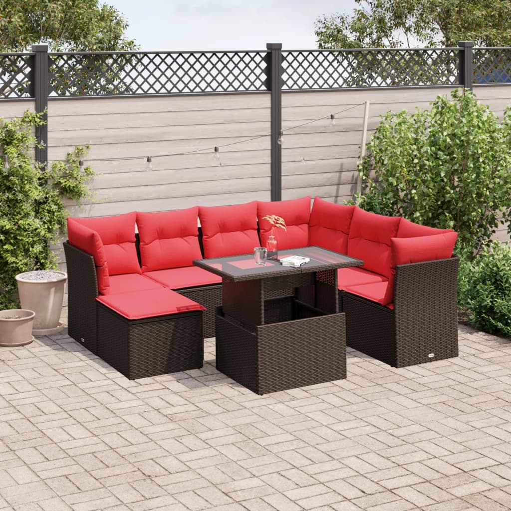 8-Teiliges Gartensofa-Set Mit Kissen, Es Polyrattan