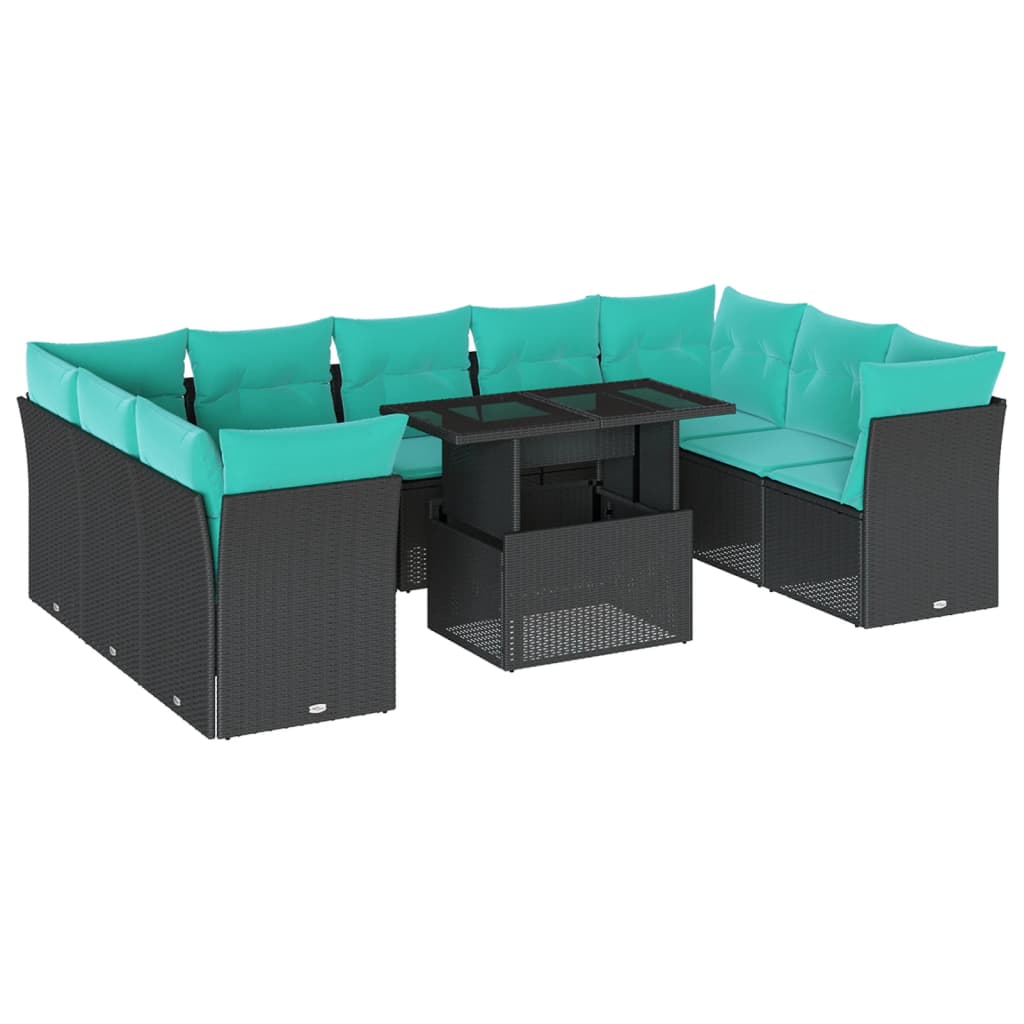 10-Teiliges Gartensofa-Set Mit Kissen, Es Polyrattan
