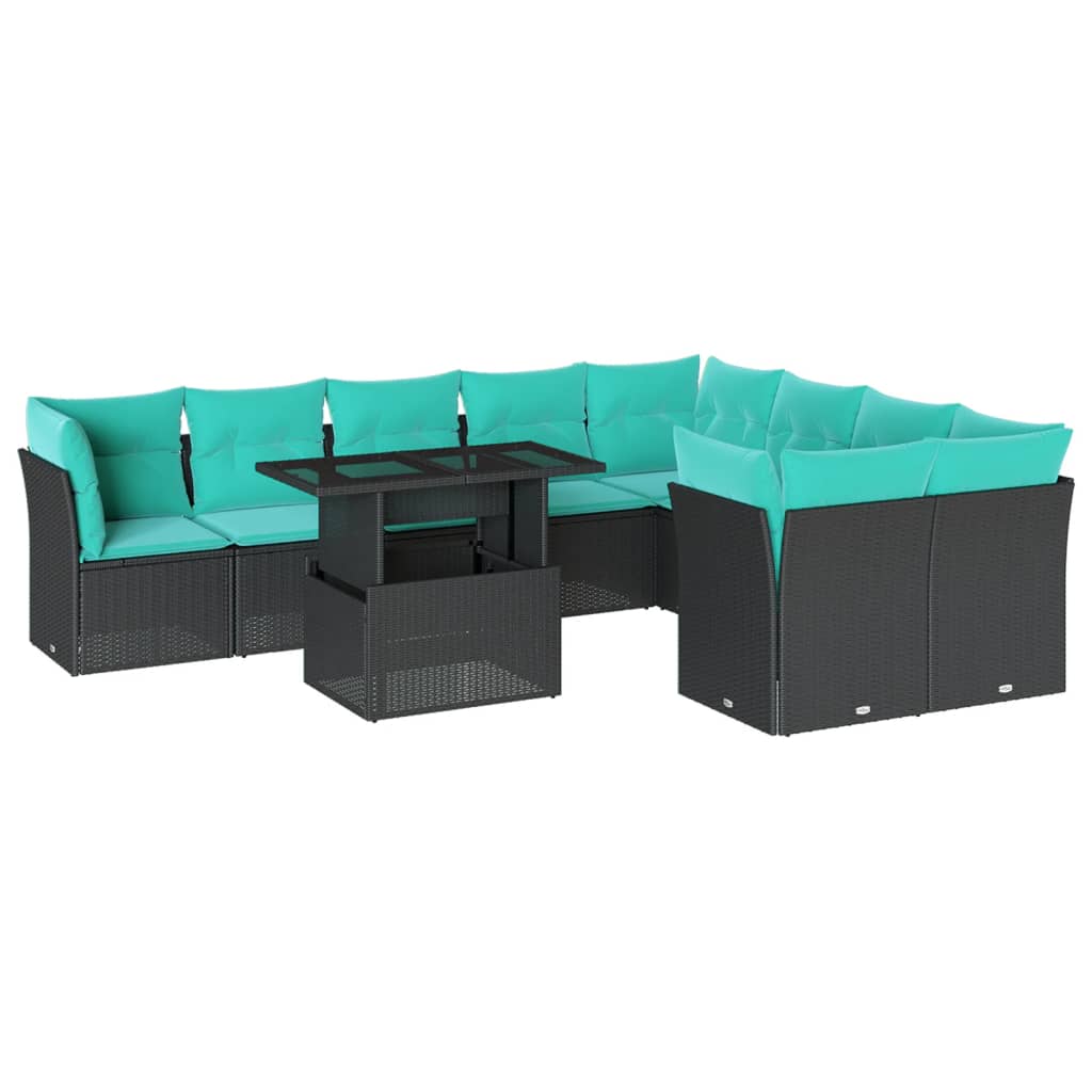 10-Teiliges Gartensofa-Set Mit Kissen, Es Polyrattan