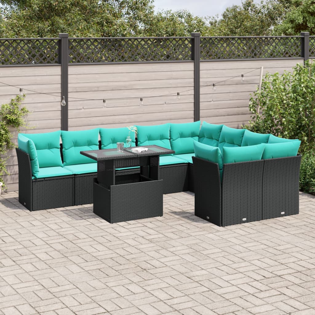 10-Teiliges Gartensofa-Set Mit Kissen, Es Polyrattan