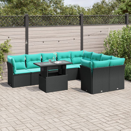 10-Teiliges Gartensofa-Set Mit Kissen, Es Polyrattan