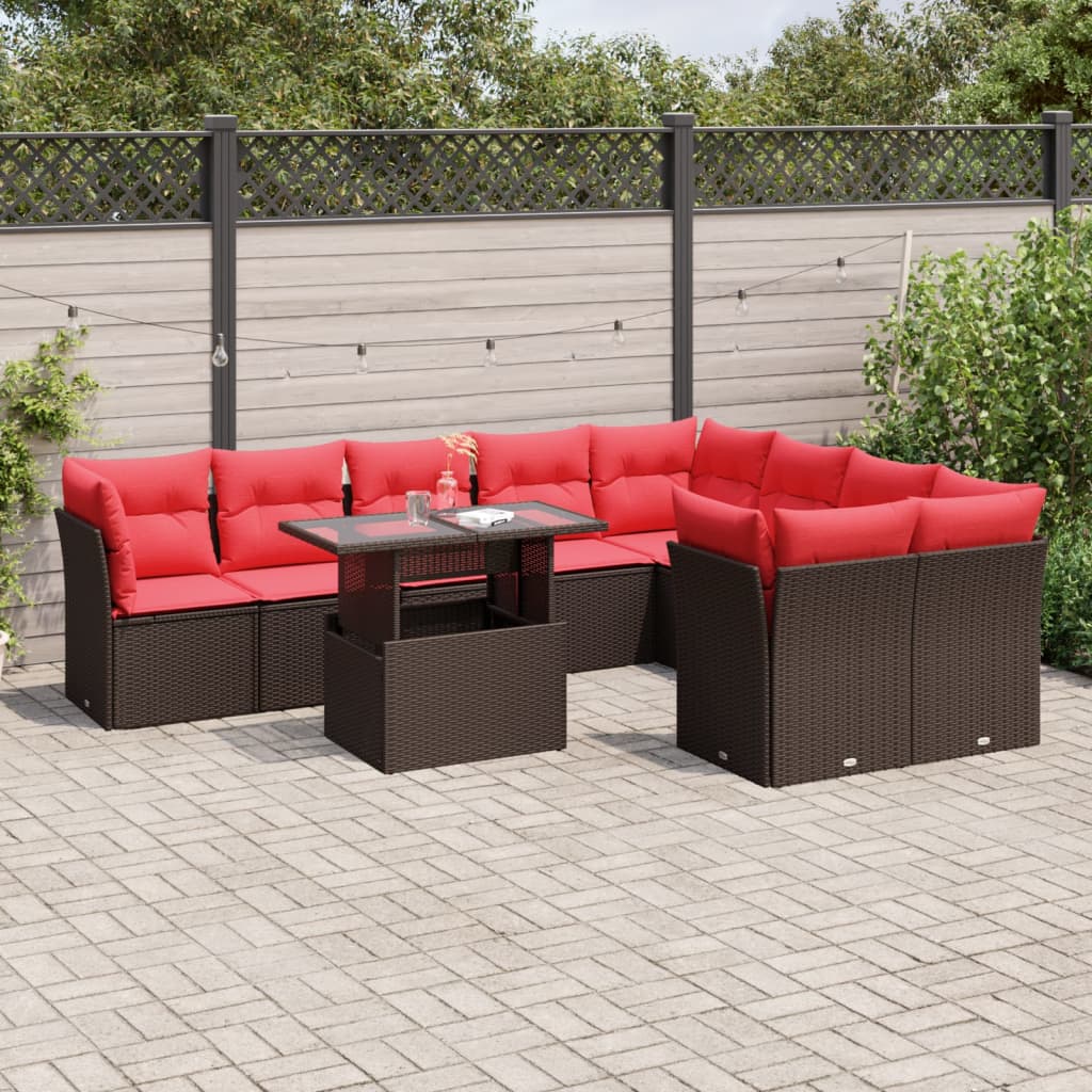 10-Teiliges Gartensofa-Set Mit Kissen, Es Polyrattan