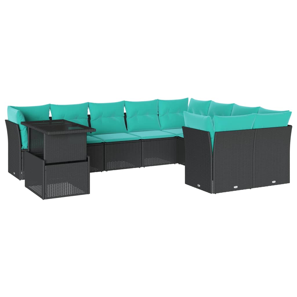 10-Teiliges Gartensofa-Set Mit Kissen, Es Polyrattan