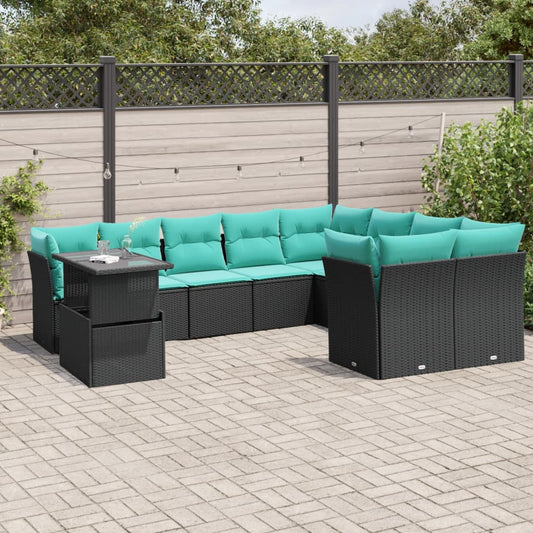 10-Teiliges Gartensofa-Set Mit Kissen, Es Polyrattan