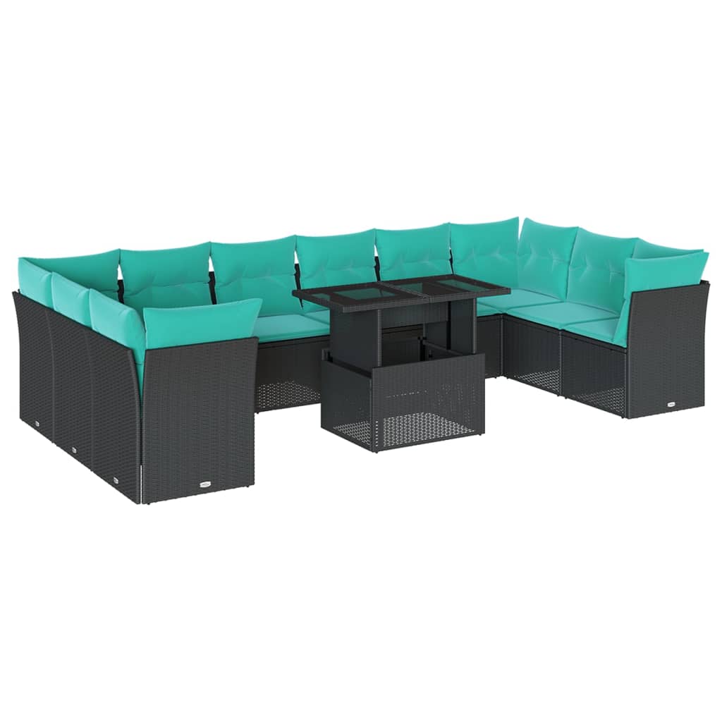 11-Teiliges Gartensofa-Set Mit Kissen, Es Polyrattan