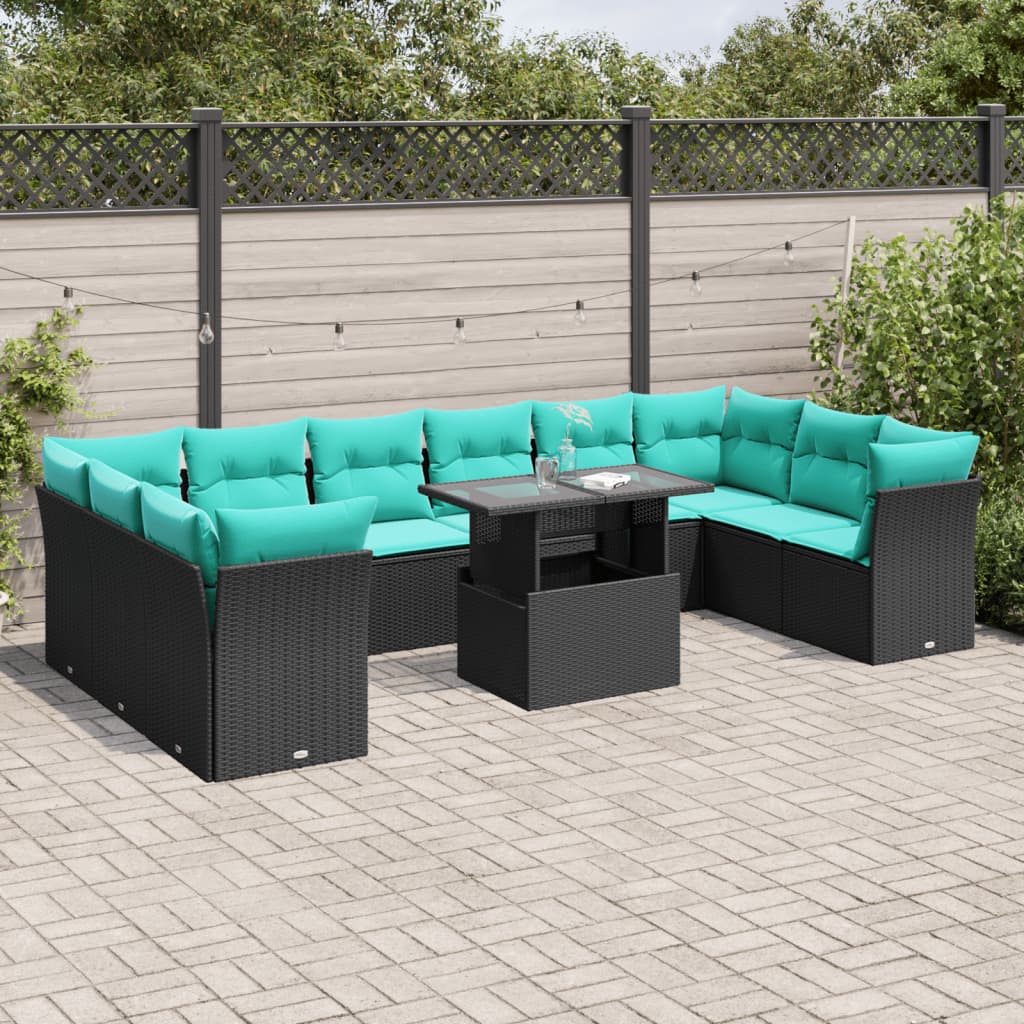 11-Teiliges Gartensofa-Set Mit Kissen, Es Polyrattan