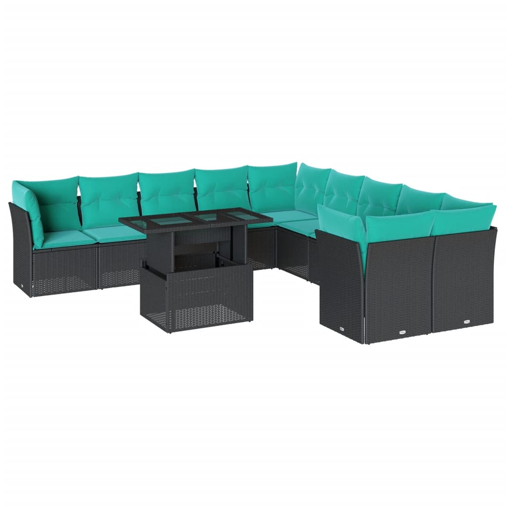 11-Teiliges Gartensofa-Set Mit Kissen, Es Polyrattan