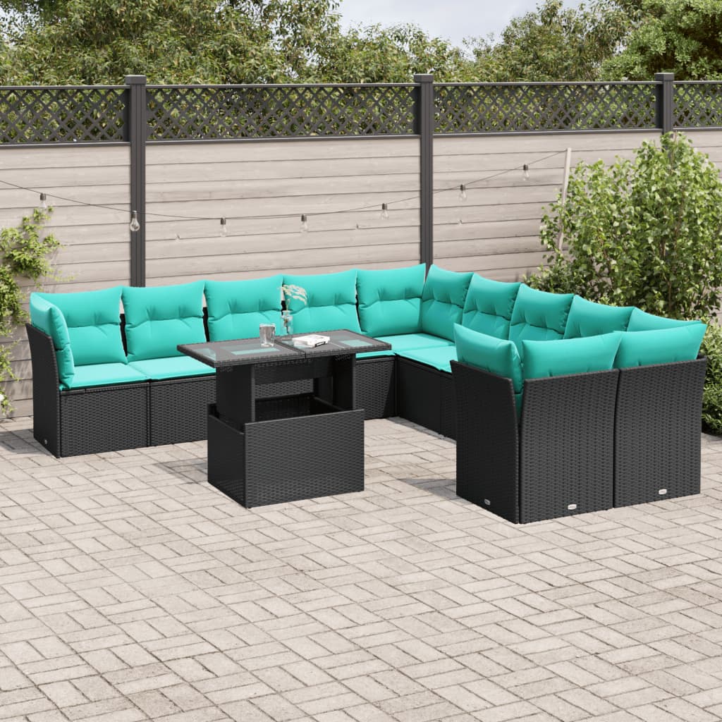 11-Teiliges Gartensofa-Set Mit Kissen, Es Polyrattan