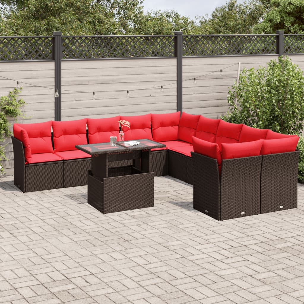 11-Teiliges Gartensofa-Set Mit Kissen, Es Polyrattan