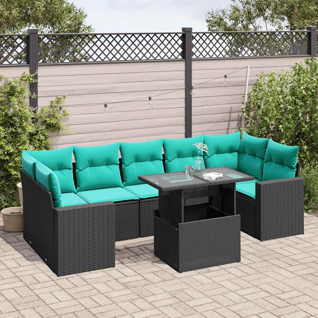 8-Teiliges Gartensofa-Set Mit Kissen, Es Polyrattan