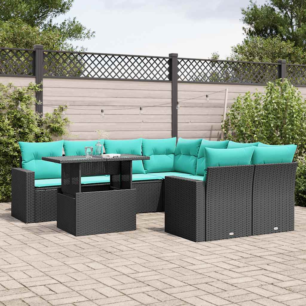 9-Teiliges Gartensofa-Set Mit Kissen, Es Polyrattan