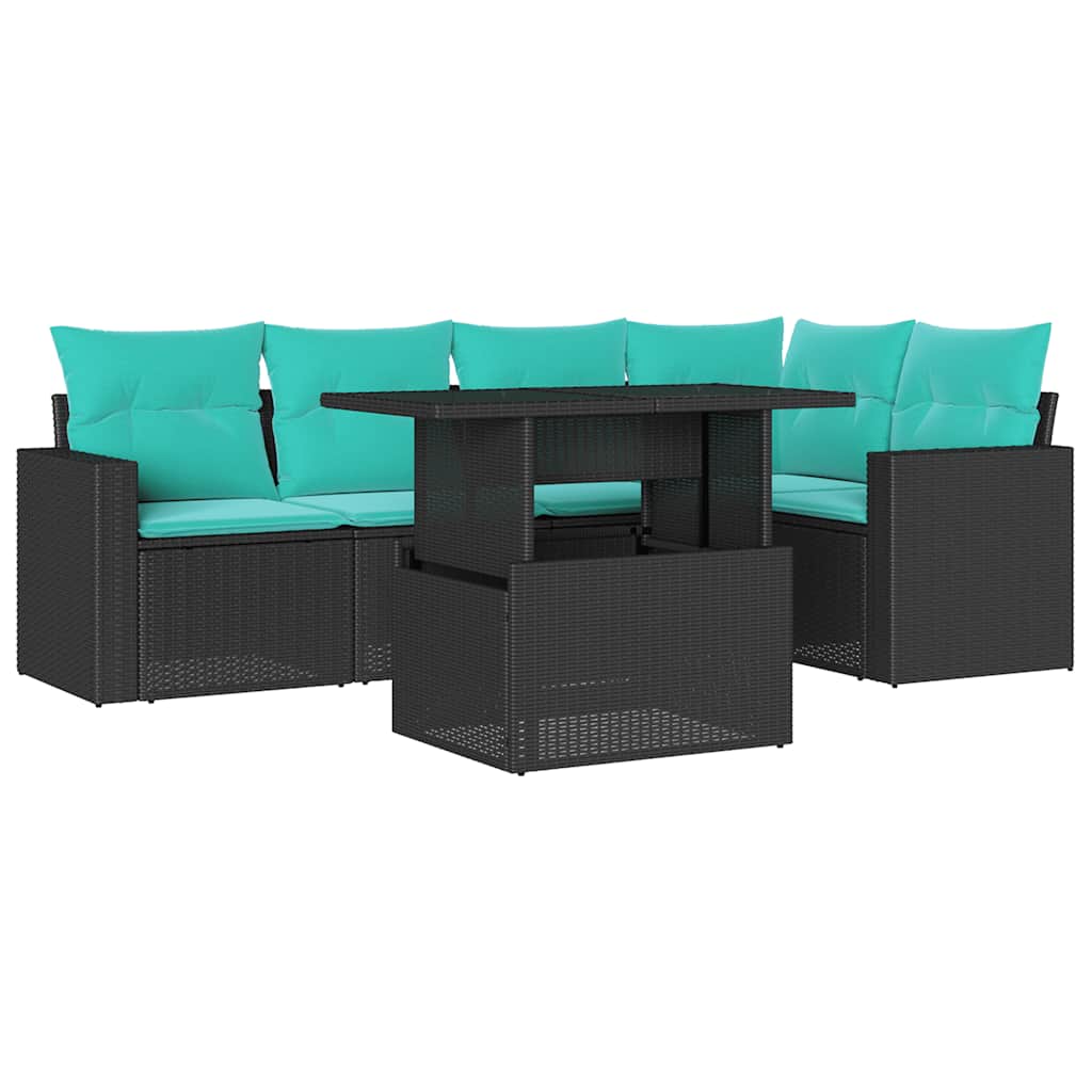 6-Teiliges Gartensofa-Set Mit Kissen, Es Polyrattan