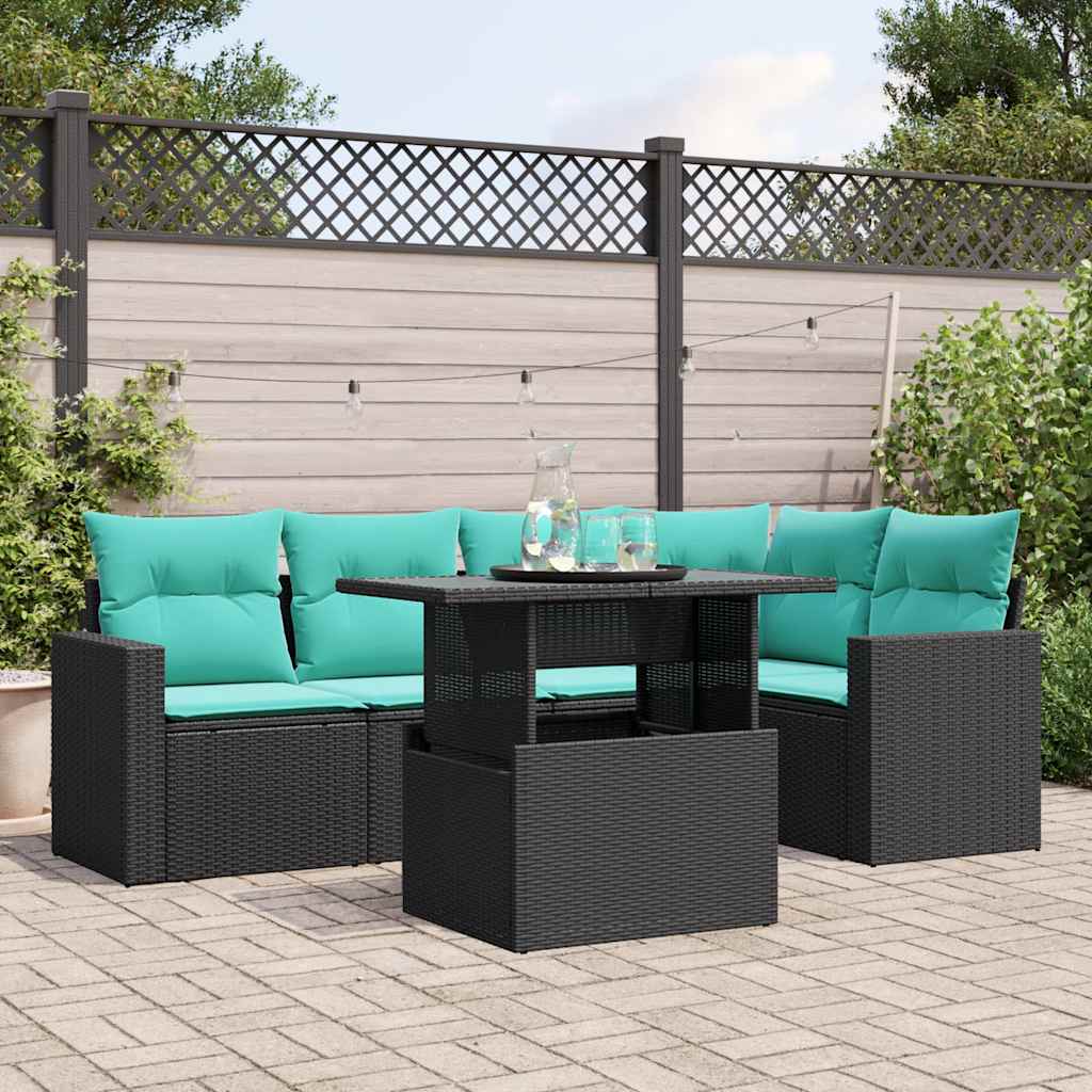 6-Teiliges Gartensofa-Set Mit Kissen, Es Polyrattan