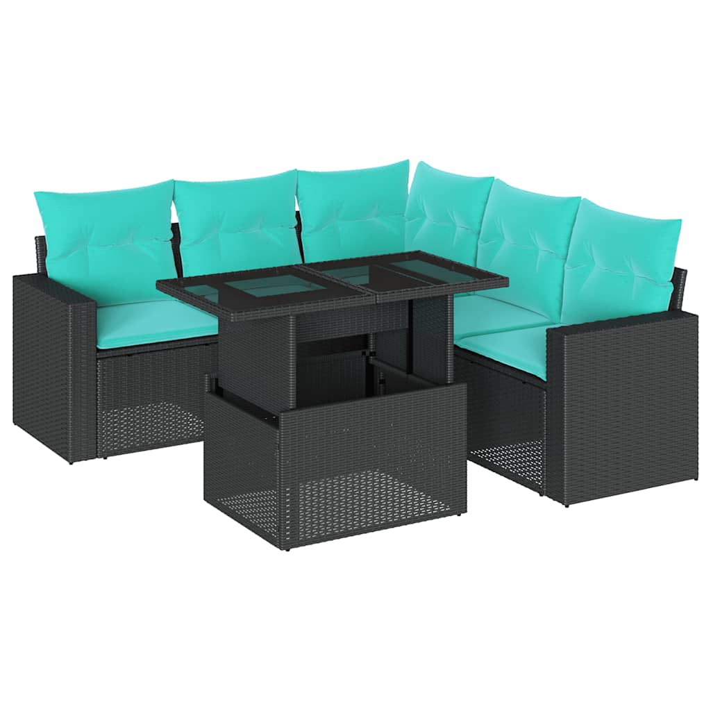 6-Teiliges Gartensofa-Set Mit Kissen, Es Polyrattan
