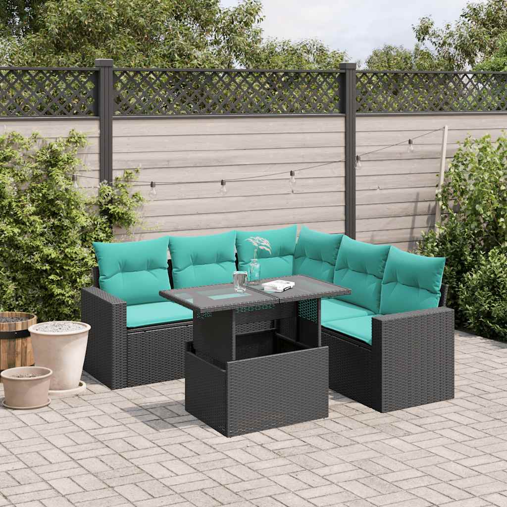 6-Teiliges Gartensofa-Set Mit Kissen, Es Polyrattan