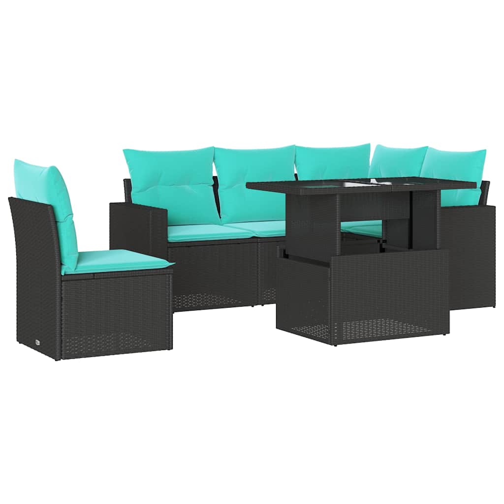 6-Teiliges Gartensofa-Set Mit Kissen, Es Polyrattan