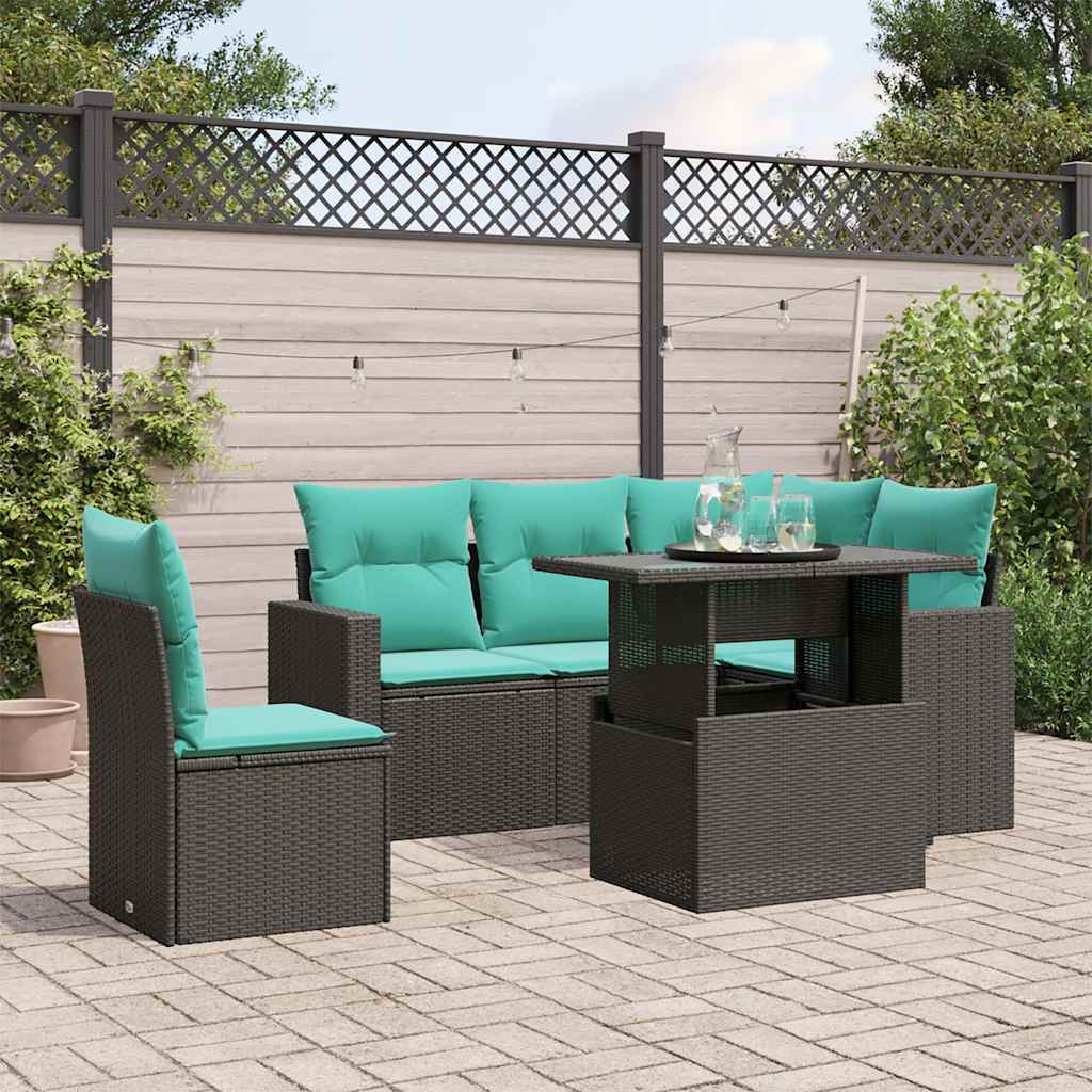 6-Teiliges Gartensofa-Set Mit Kissen, Es Polyrattan