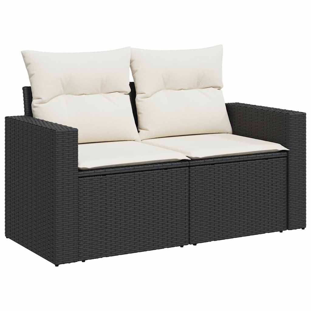 7-Tlg. Garten-Sofagarnitur Mit Kissen Schwarz Poly Rattan