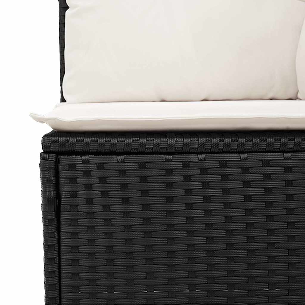 7-Tlg. Garten-Sofagarnitur Mit Kissen Schwarz Poly Rattan