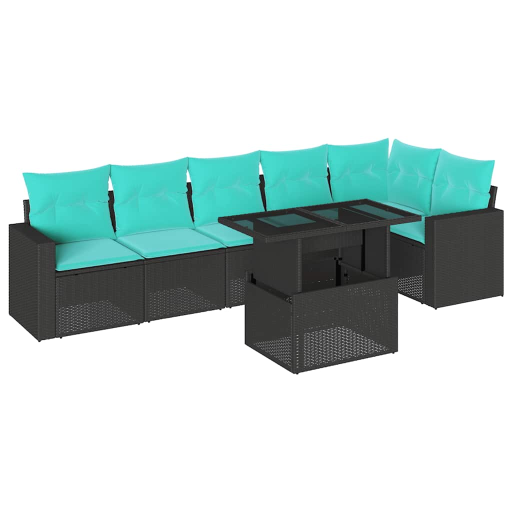 7-Teiliges Gartensofa-Set Mit Kissen, Es Polyrattan