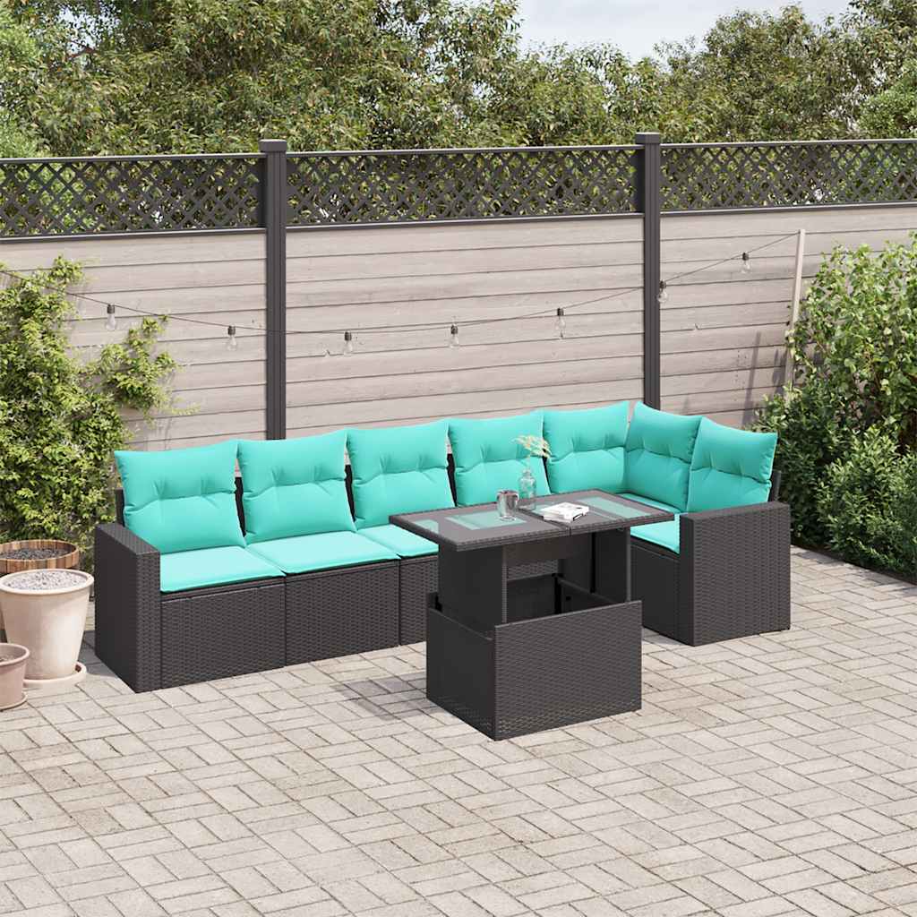 7-Teiliges Gartensofa-Set Mit Kissen, Es Polyrattan