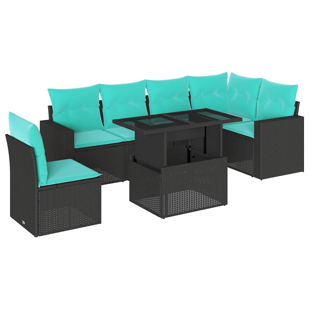 7-Teiliges Gartensofa-Set Mit Kissen, Es Polyrattan