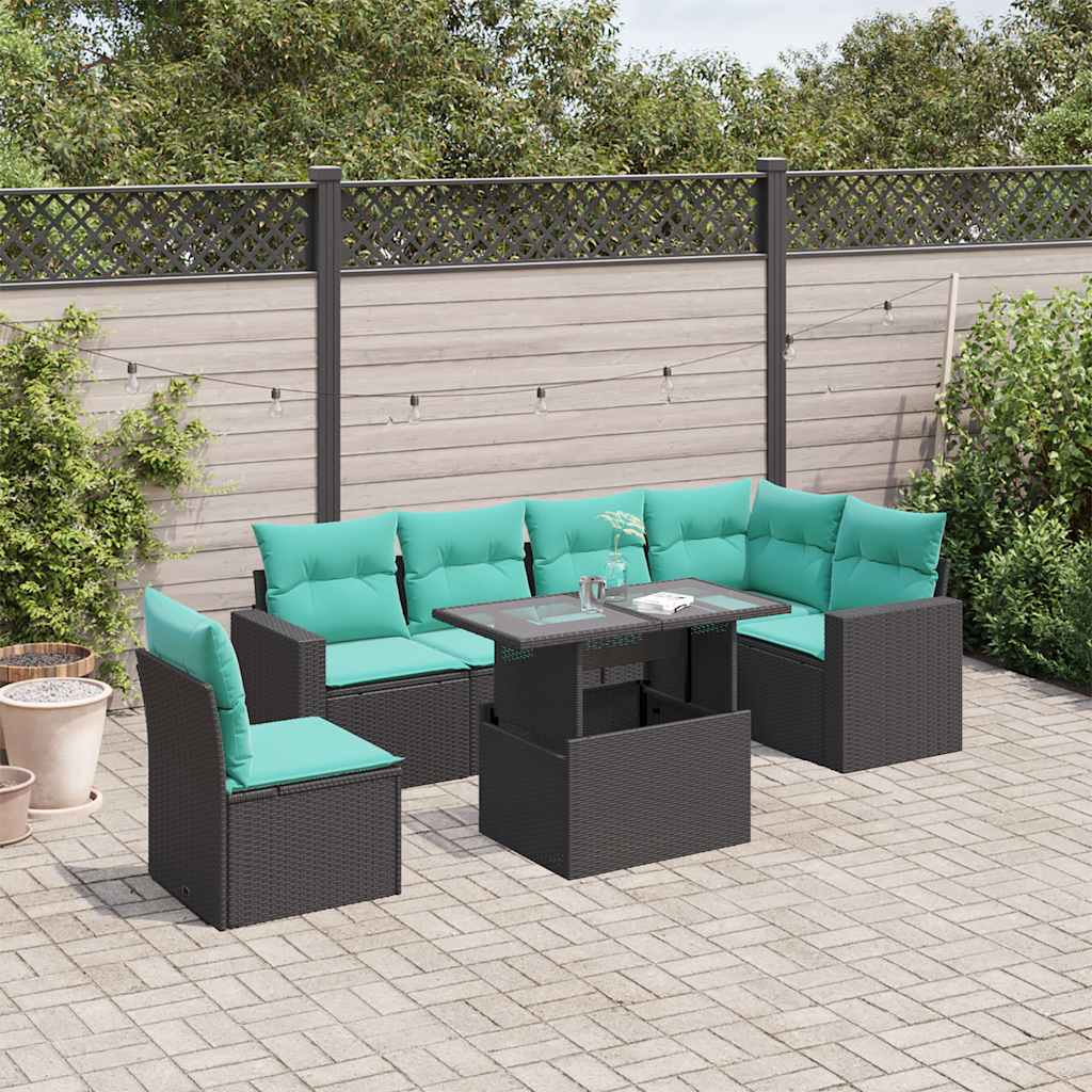 7-Teiliges Gartensofa-Set Mit Kissen, Es Polyrattan