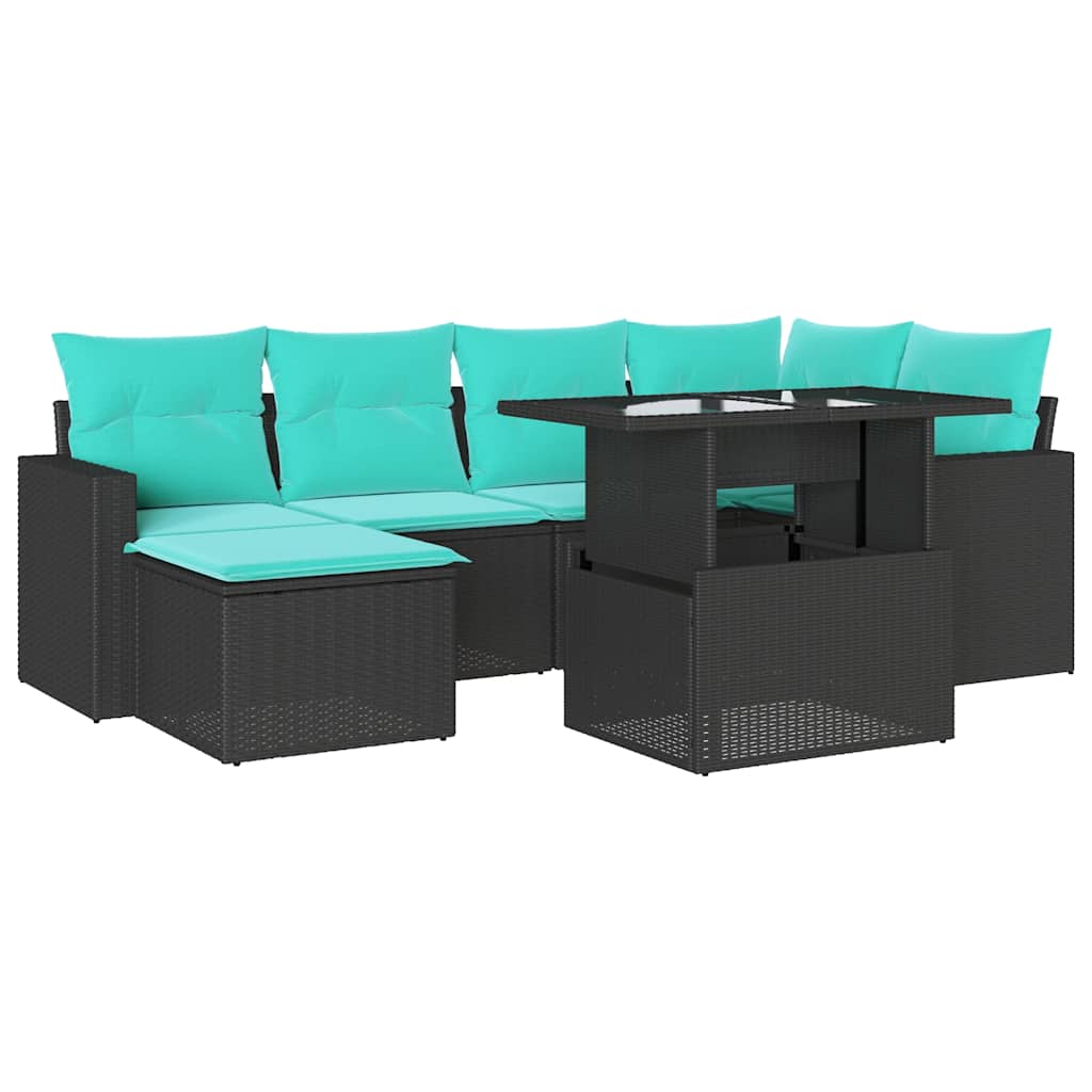 7-Teiliges Gartensofa-Set Mit Kissen, Es Polyrattan