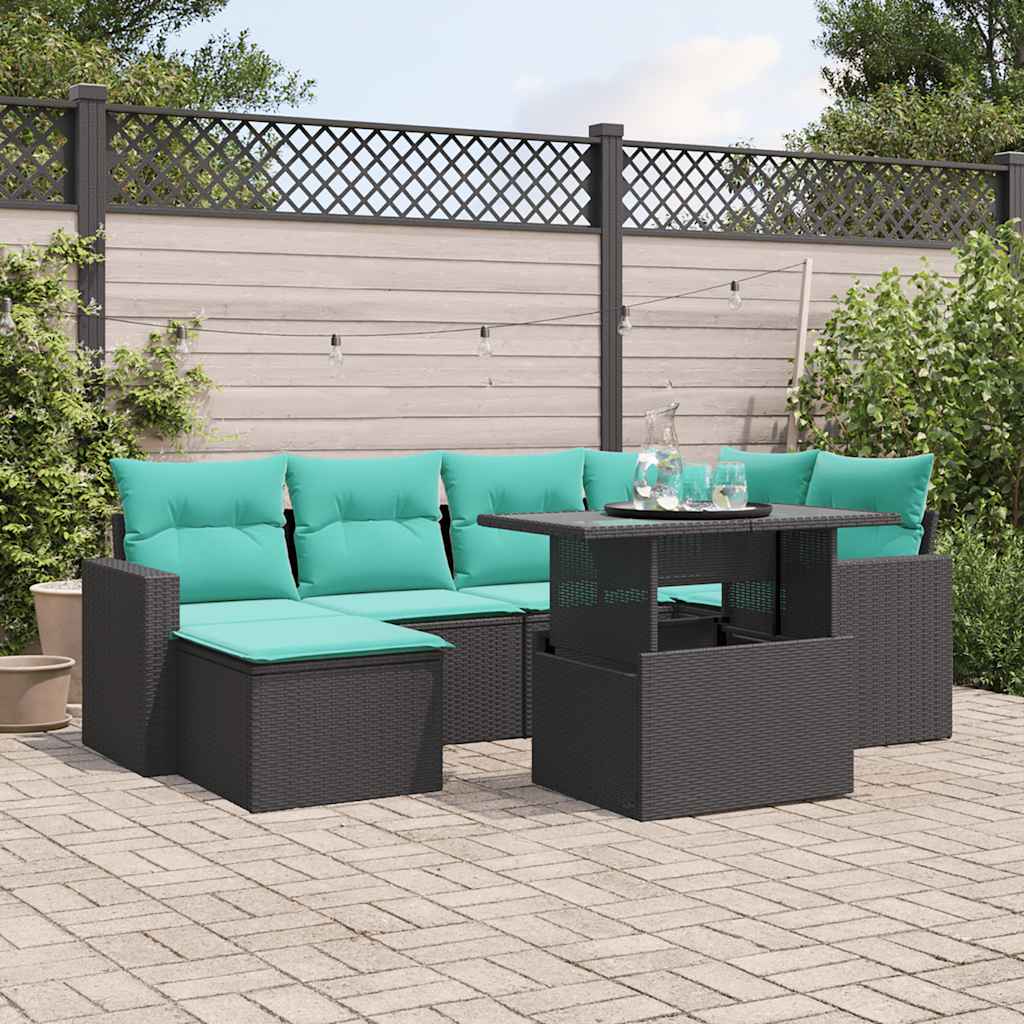 7-Teiliges Gartensofa-Set Mit Kissen, Es Polyrattan
