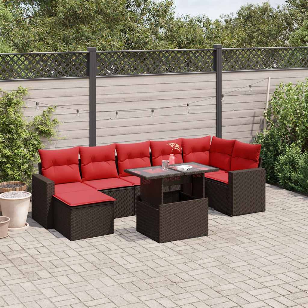 8-Tlg. Garten-Sofagarnitur Mit Kissen Poly Rattan