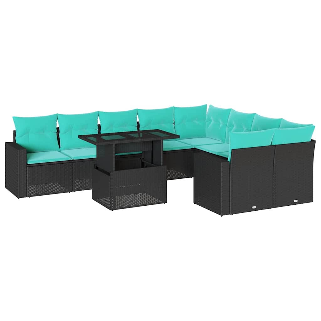 10-Teiliges Gartensofa-Set Mit Kissen, Es Polyrattan