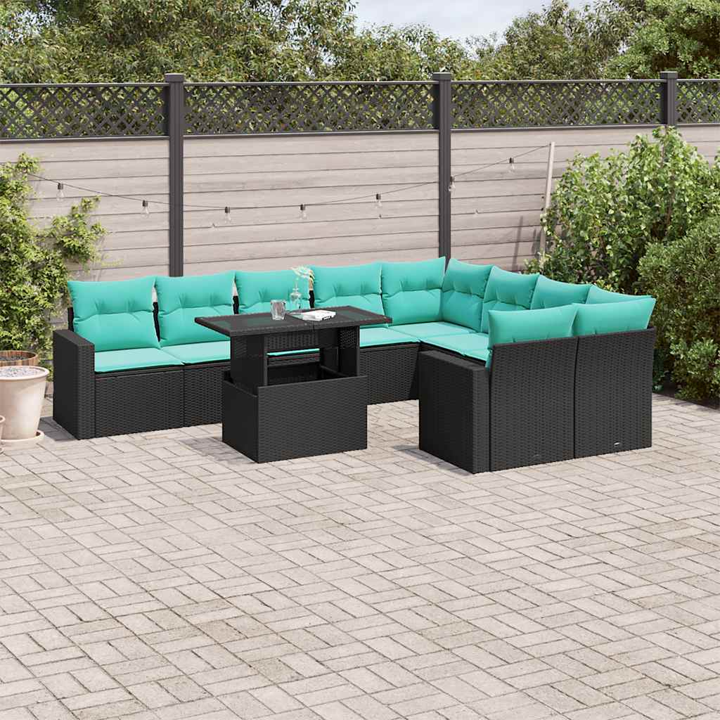 10-Teiliges Gartensofa-Set Mit Kissen, Es Polyrattan