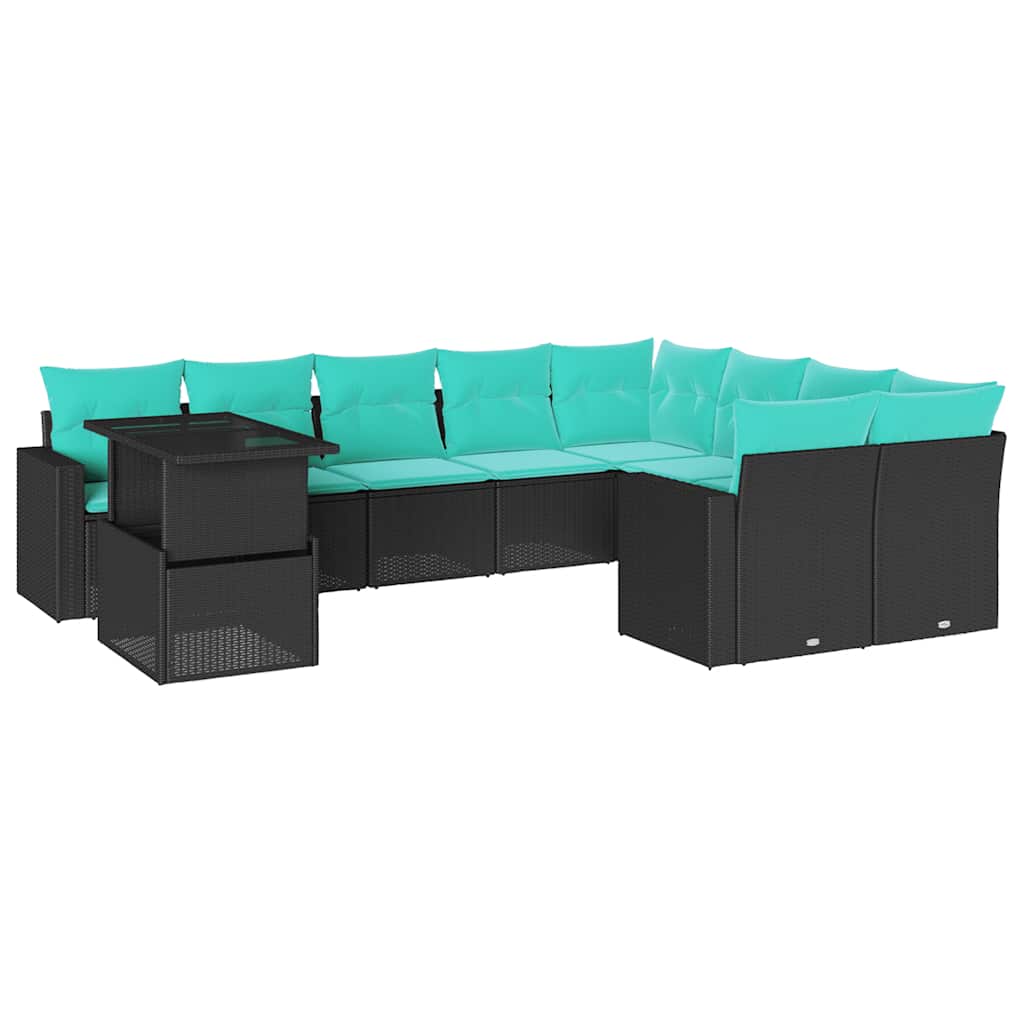10-Teiliges Gartensofa-Set Mit Kissen, Es Polyrattan