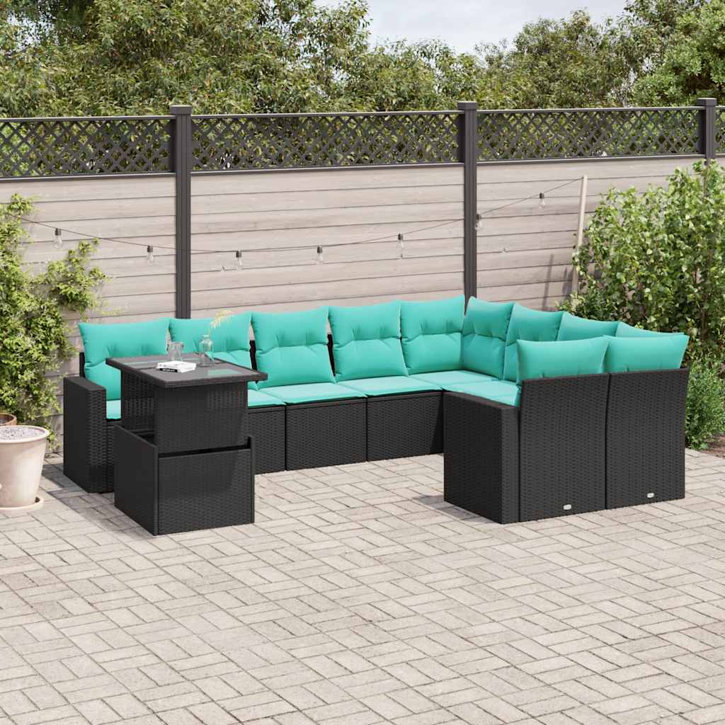 10-Teiliges Gartensofa-Set Mit Kissen, Es Polyrattan