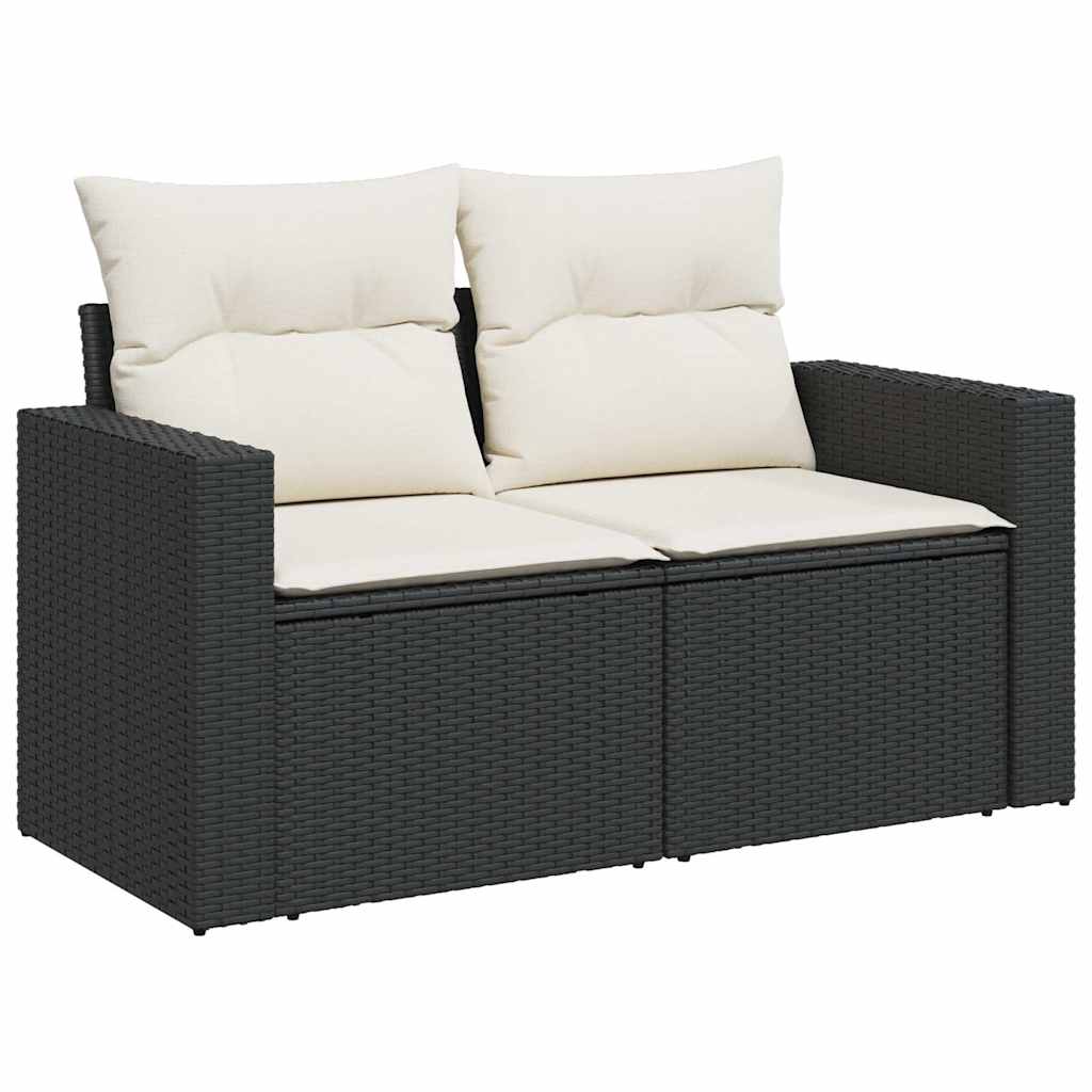 11-Tlg. Garten-Sofagarnitur Mit Kissen Schwarz Poly Rattan
