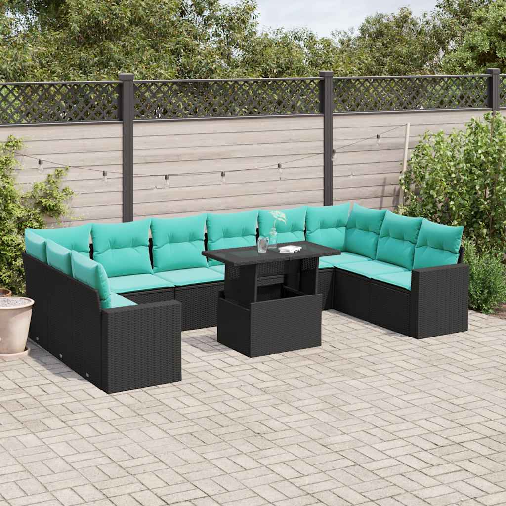11-Teiliges Gartensofa-Set Mit Kissen, Es Polyrattan