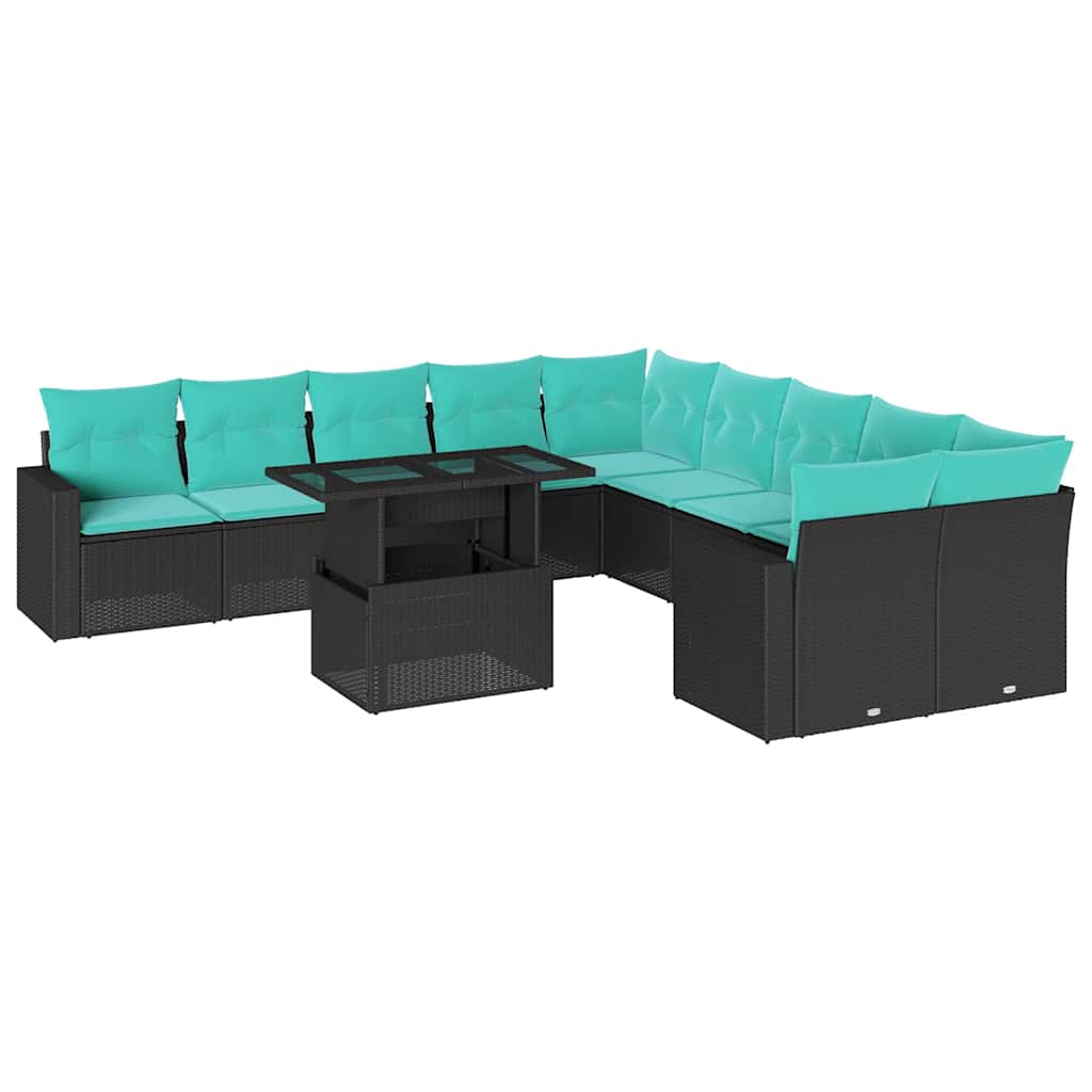 11-Teiliges Gartensofa-Set Mit Kissen, Es Polyrattan