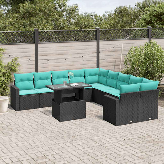 11-Teiliges Gartensofa-Set Mit Kissen, Es Polyrattan