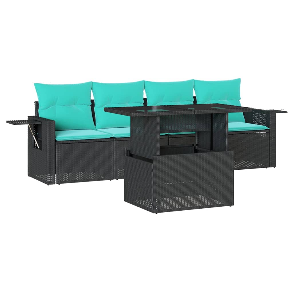 5-Teiliges Gartensofa-Set Mit Kissen, Es Polyrattan