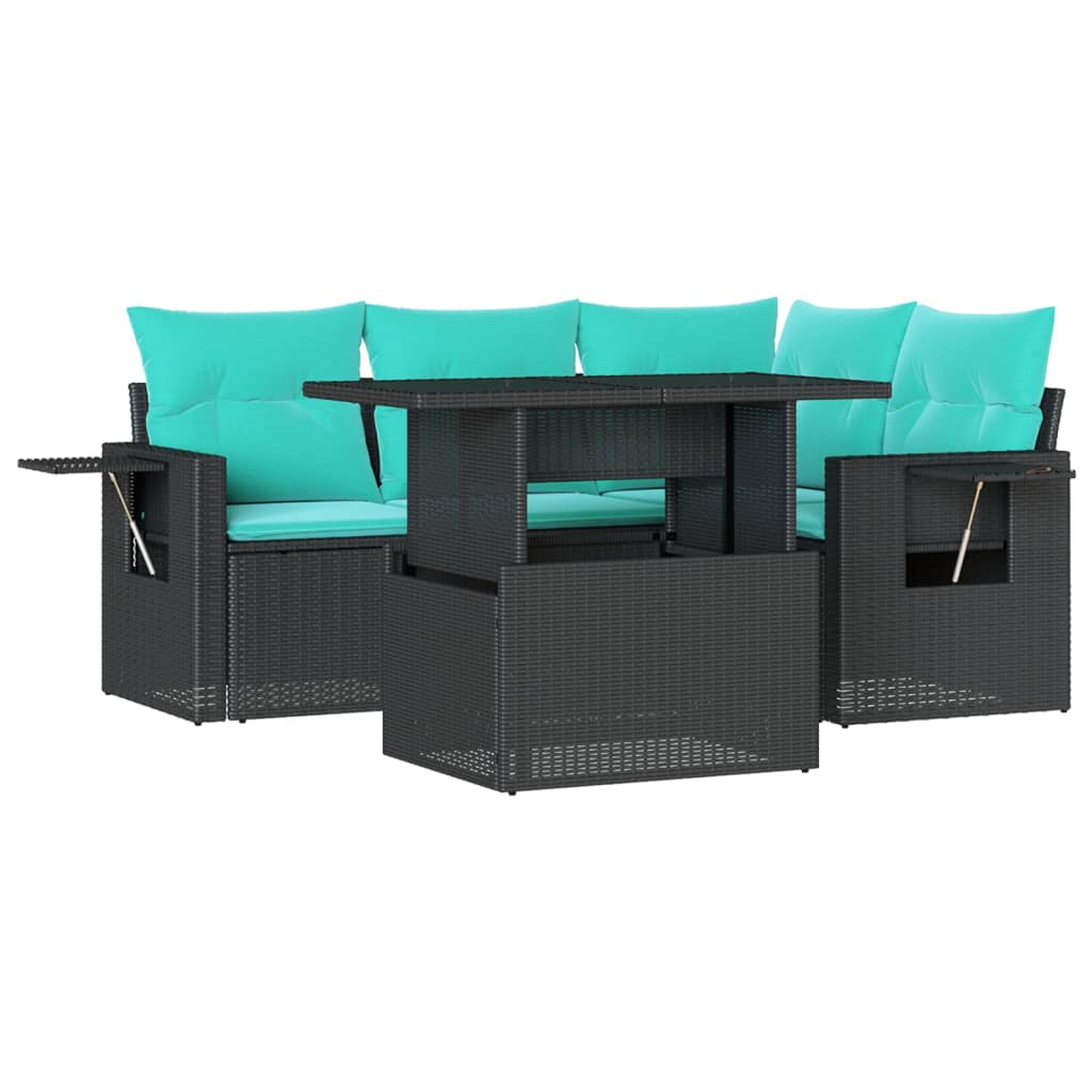 5-Teiliges Gartensofa-Set Mit Kissen, Es Polyrattan