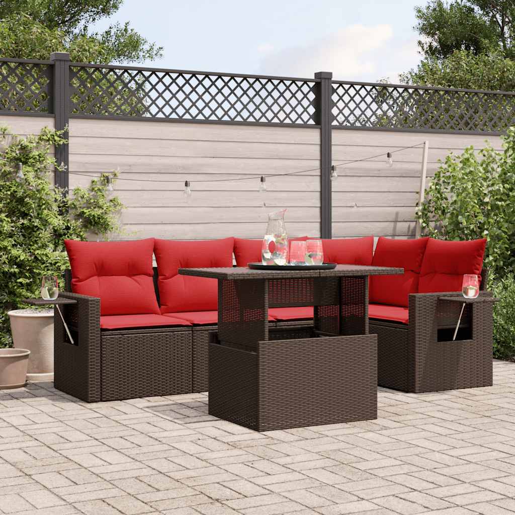 6-Teiliges Gartensofa-Set Mit Kissen, Es Polyrattan