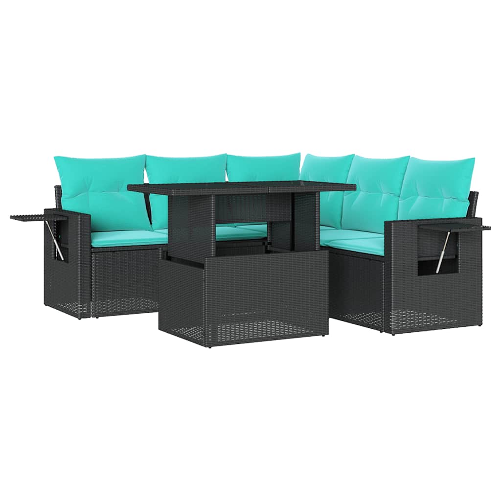 6-Teiliges Gartensofa-Set Mit Kissen, Es Polyrattan
