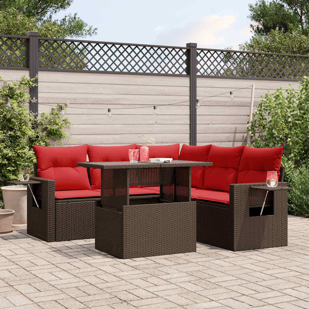 6-Teiliges Gartensofa-Set Mit Kissen, Es Polyrattan