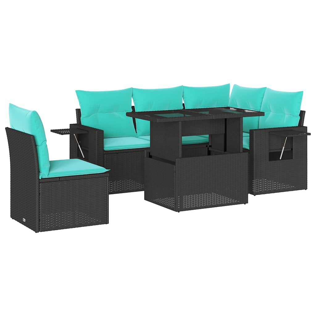 6-Teiliges Gartensofa-Set Mit Kissen, Es Polyrattan